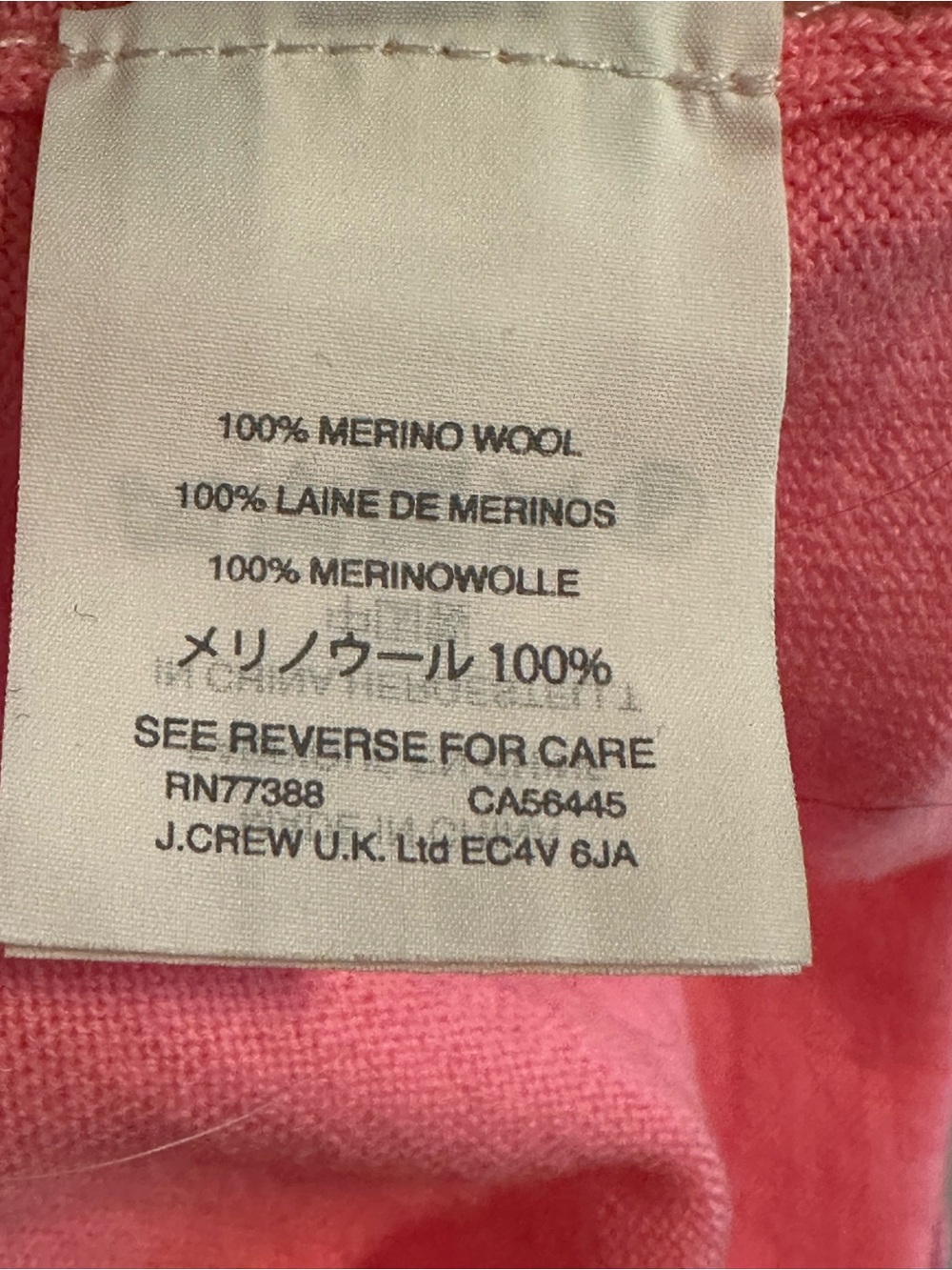 J. Crew Merino Wool Bright Pink/Coral Scoop Neck Sweater Size Medium - Picture 5 of 8